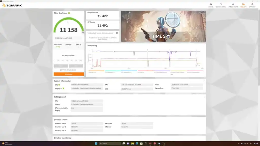 تجربة 3D MARK علي كارت الشاشة NVIDIA GeForce RTX 4060