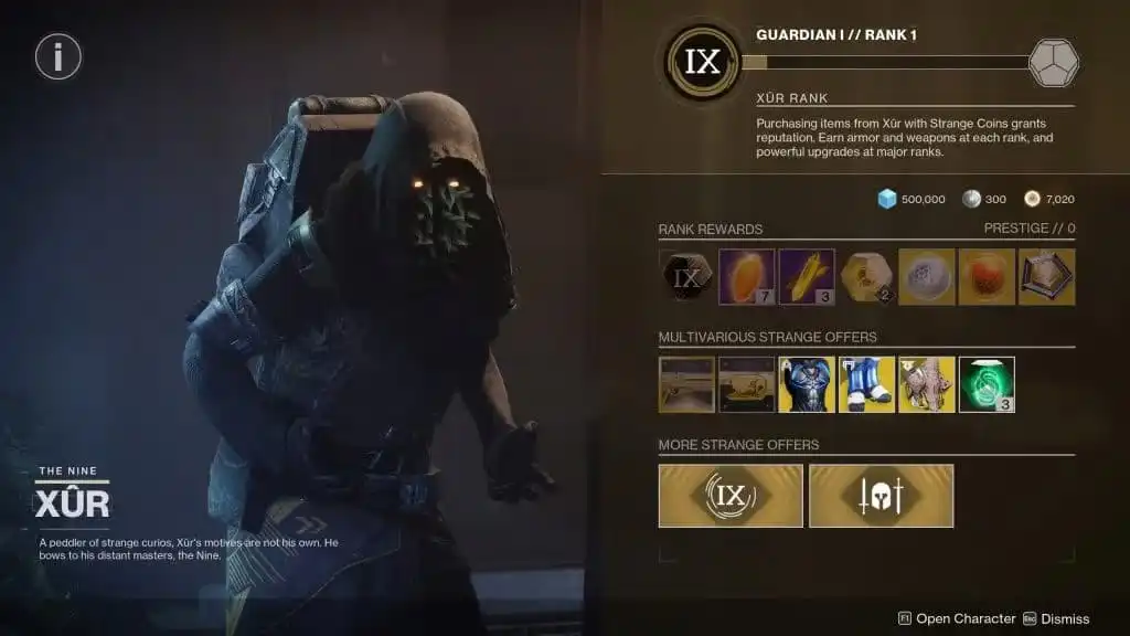 مكافآت رتبة البائع Xur