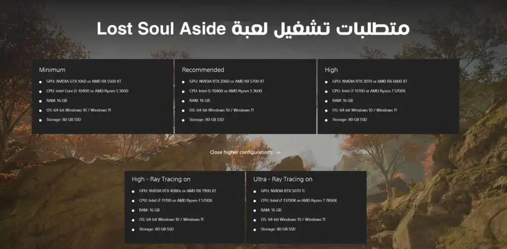 متطلبات تشغيل لعبة Lost Soul Aside للكمبيوتر PC