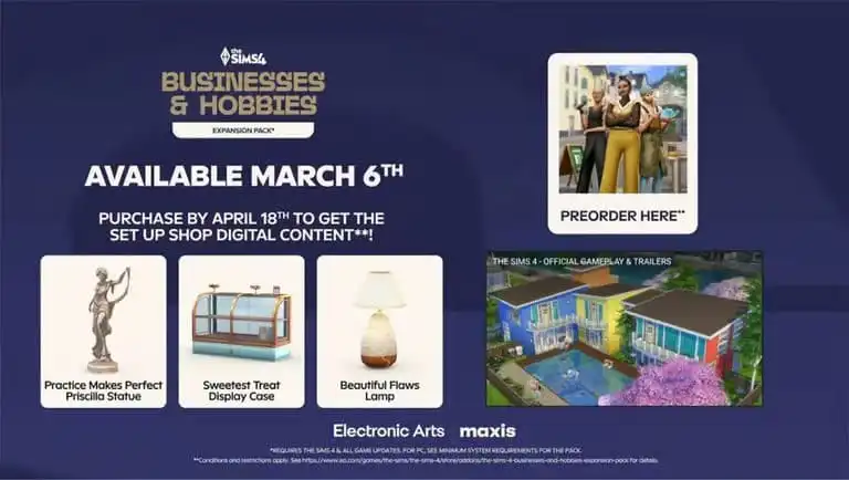 موعد نزول لعبة The Sims 4 Businesses & Hobbies والسعر