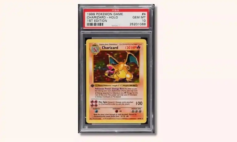 بطاقة Base Set Charizard Holo (الإصدار الأول) (Shadowless)
