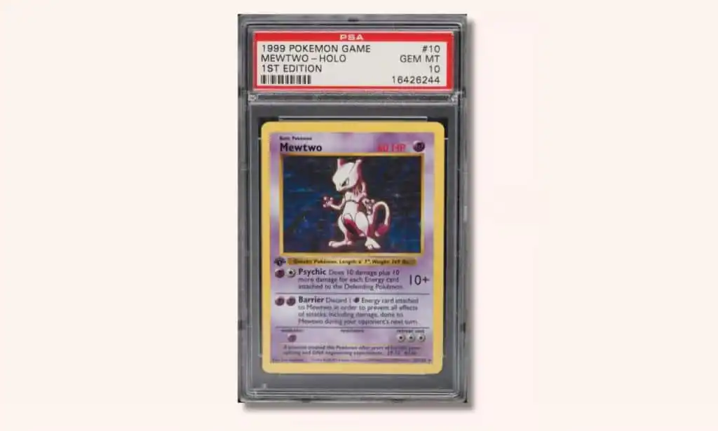 بطاقة Base Set Mewtwo Holo (Shadowless) (الطبعة الأولى)