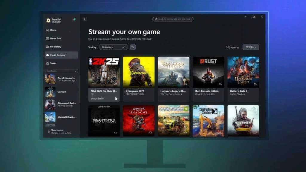 تطبيق Xbox على الحاسوب يتيح الآن للمستخدمين بث الألعاب التي يمتلكونها عبر متجر Microsoft Store