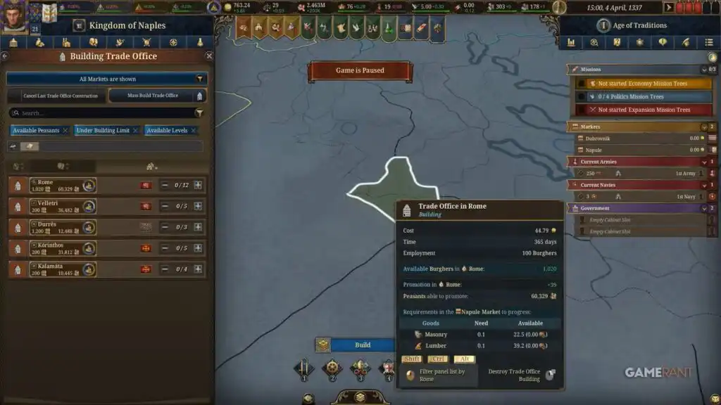 كيفية بناء مكتب تجاري في لعبة Europa Universalis 5