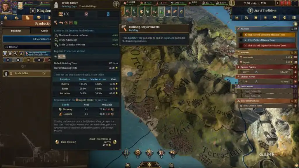 كيفية بناء مكتب تجاري في لعبة Europa Universalis 5