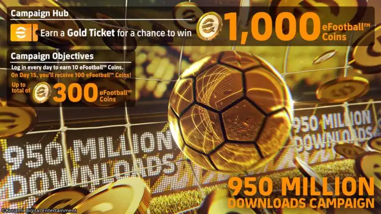 الاحتفال باللعبة العالمية! لعبة eFootball™ ‎ تحقق 950 مليون عملية تنزيل حول العالم.
