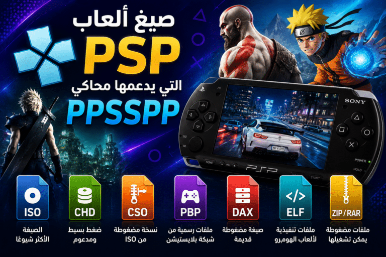 ما هي صيغ ألعاب PSP التي يدعمها محاكي PPSSPP ويشغلها؟