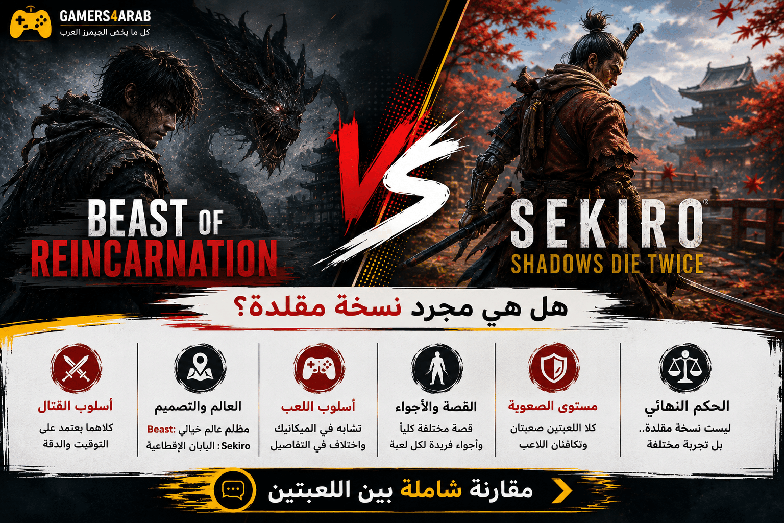 مقارنة بين Beast of Reincarnation وSekiro هل هي مجرد نسخة مقلدة؟