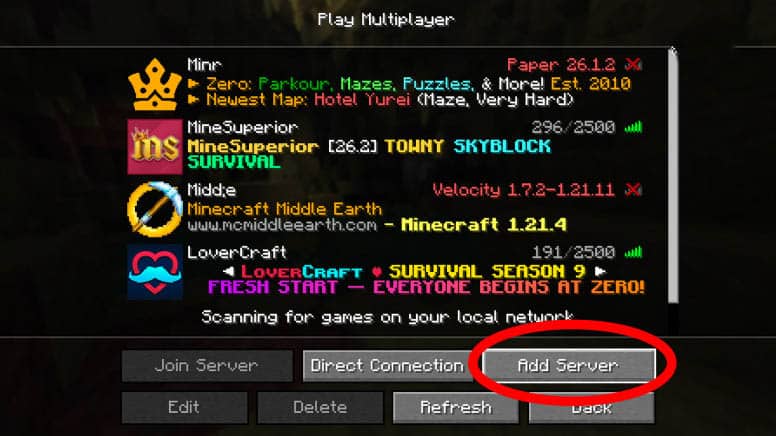كيفية الانضمام إلى سيرفر Minecraft في Bedrock وJava