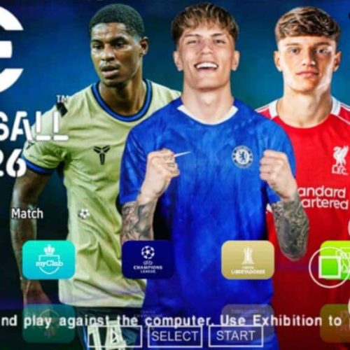 تنزيل لعبة بيس eFootball PES 2026 PSP نسخة V2.3 أحدث باتش بأطقم وملاعب جديدة